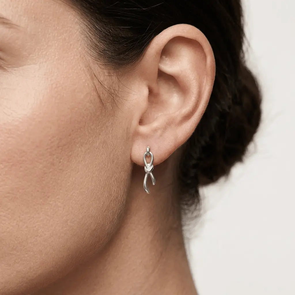 Knot Drop Earrings – 925 Sterling Silber Ohrringe Knoten Anhänger - Suzan Gold