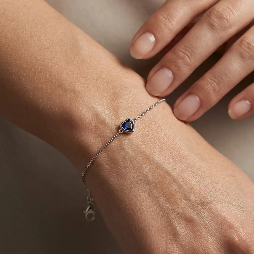 Blue Heart Bracelet – 925 Sterling Silber Armband mit blauem Herz Zirkonia - Suzan Gold