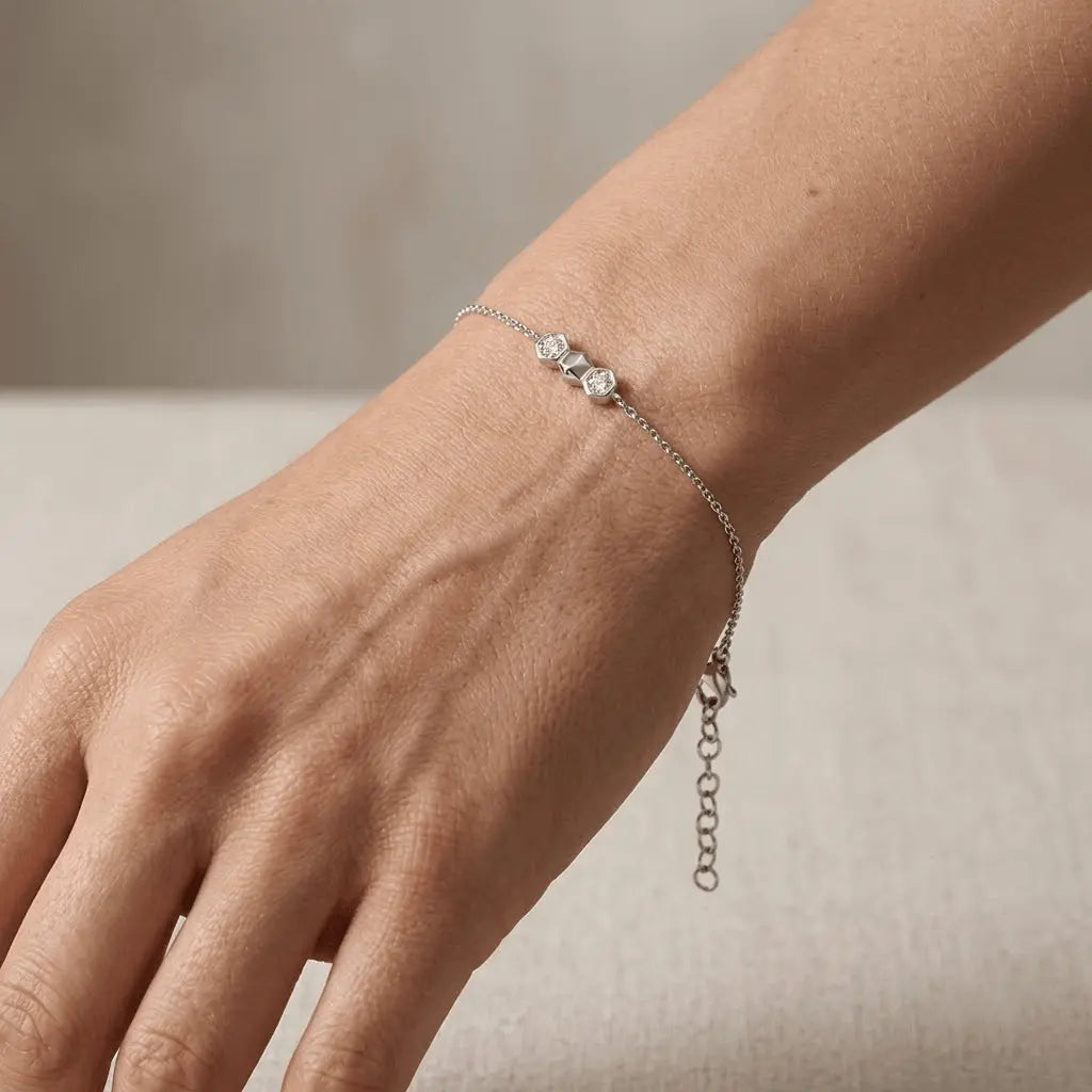 Crystal Trio Bracelet – 925 Sterling Silber Armband mit Zirkonia Steinen - Suzan Gold