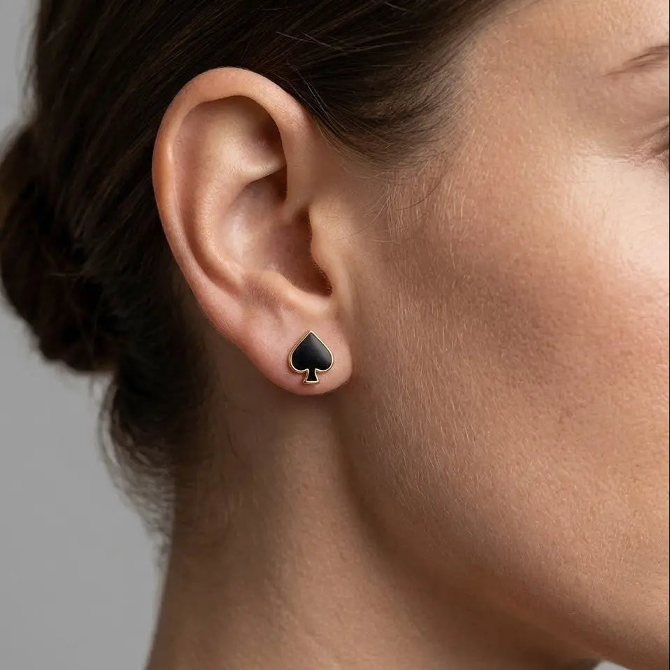 Spade Stud Earrings – 925 Sterling Silber Ohrstecker Pik - Suzan Gold