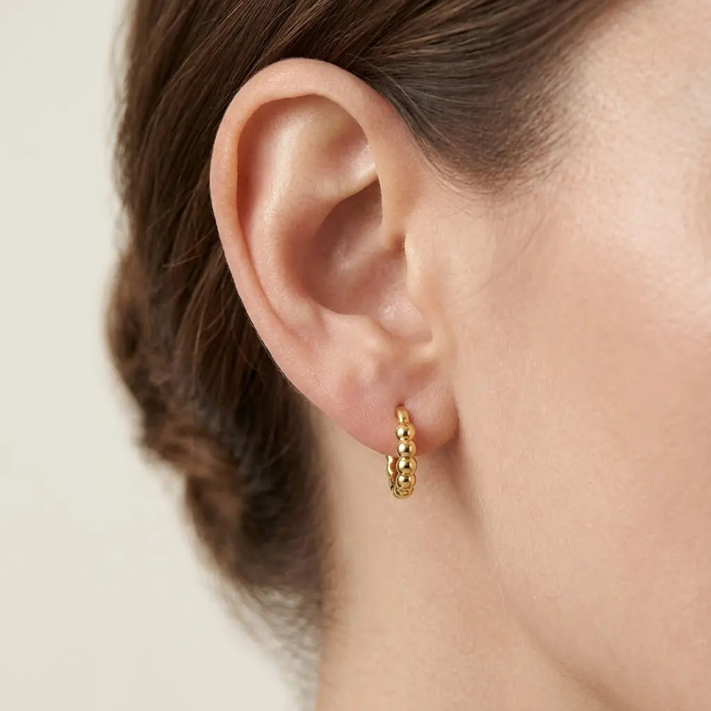 Creolen Ohrringe 925 Sterling Silber – Damen Ohrringe Kugel Design - Suzan Gold