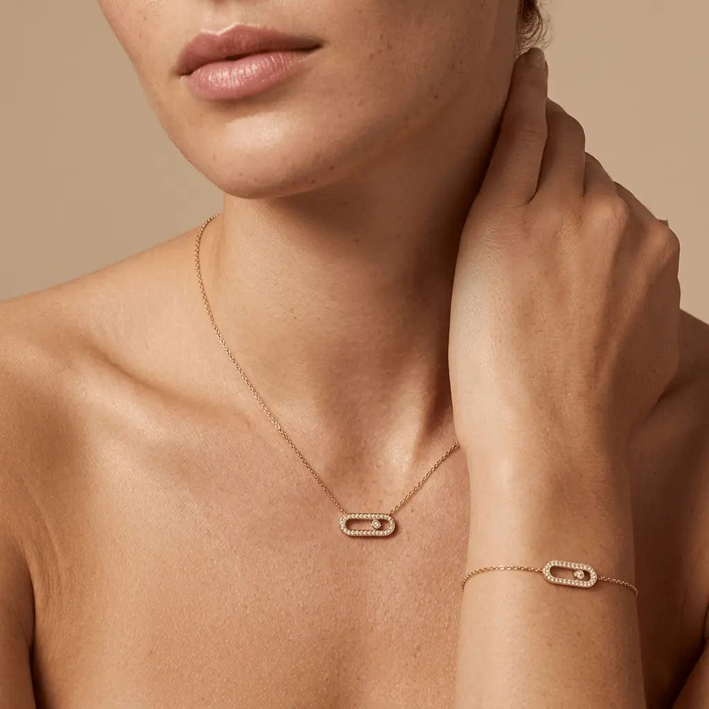 Linkelle – 925 Silber Schmuckset vergoldet mit Zirkonia Glied - Suzan Gold