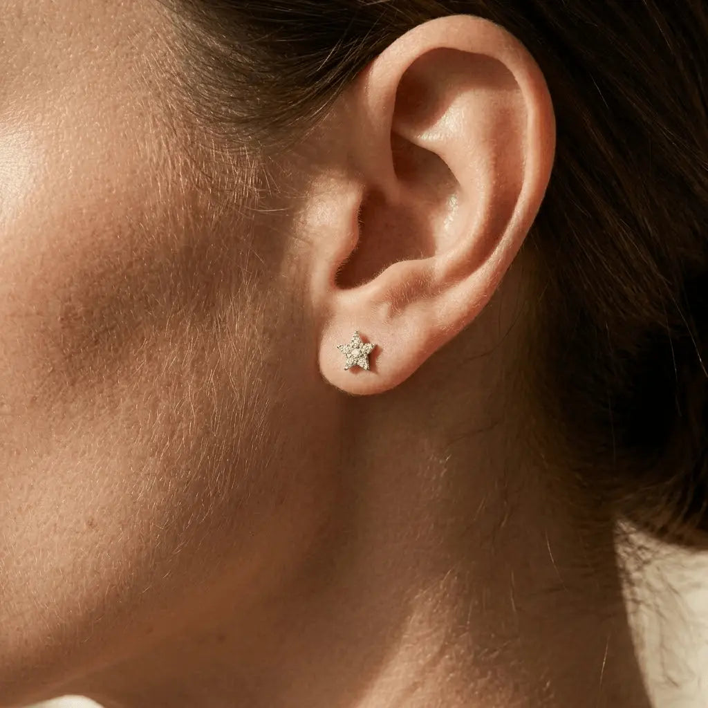 Stern Ohrstecker Zirkonia – 925 Sterling Silber Ohrringe - Suzan Gold