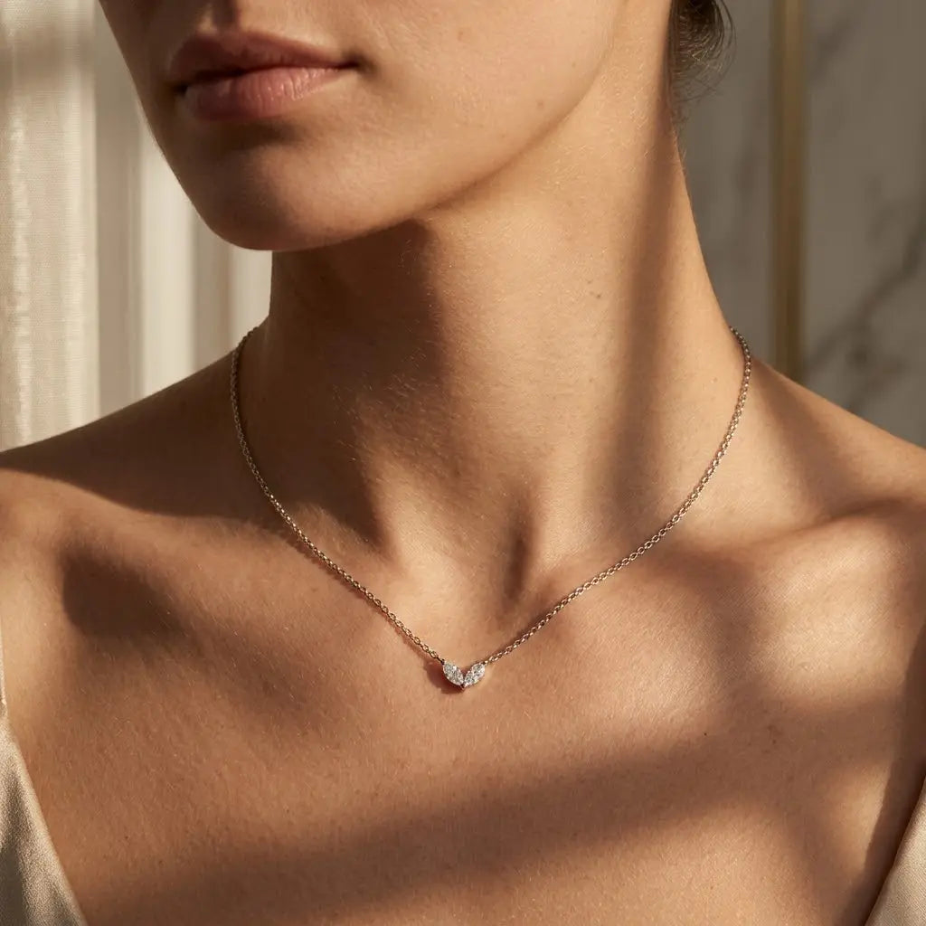 Marquise Stone Necklace – 925 Sterling Silber Halskette Zirkonia - Suzan Gold