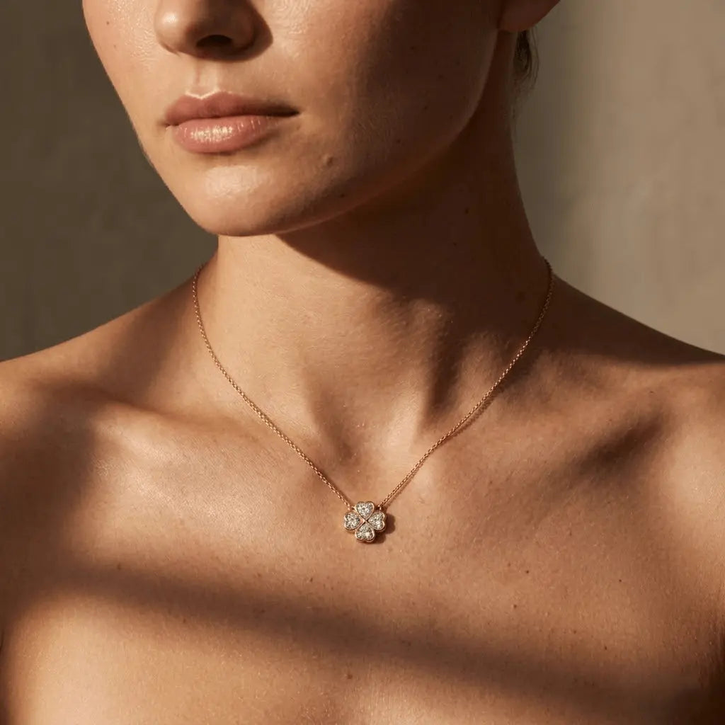 Kleeblatt Halskette Zirkonia – 925 Sterling Silber - Suzan Gold