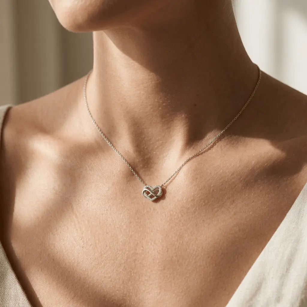 Unendlichkeit Herz Kette 925 Sterling Silber – Damen Halskette - Suzan Gold