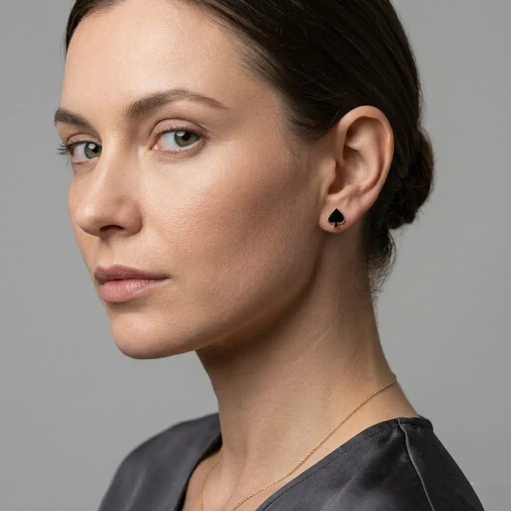 Spade Stud Earrings – 925 Sterling Silber Ohrstecker Pik - Suzan Gold