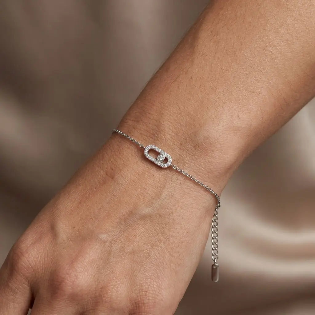 Link Crystal Bracelet – 925 Sterling Silber Armband mit Zirkonia Glieder Element - Suzan Gold