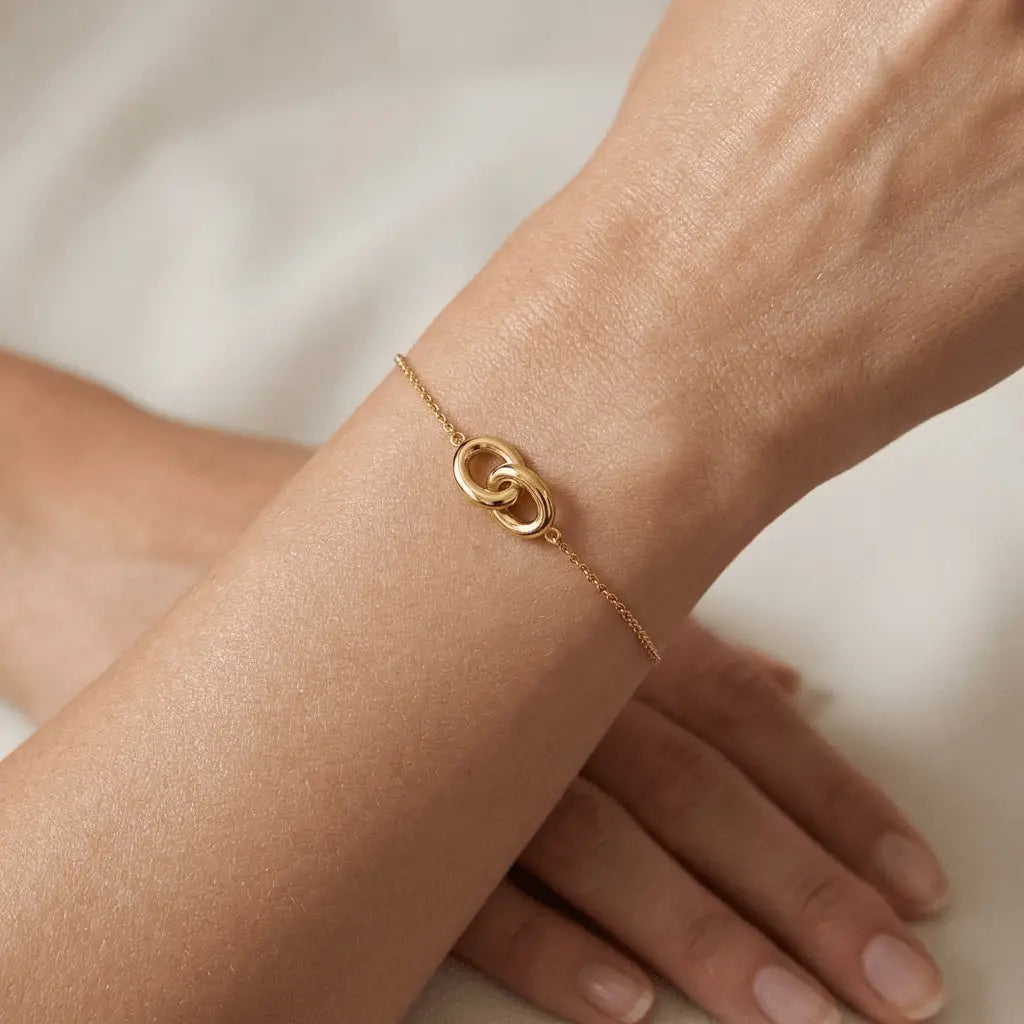 Glieder Armband 925 Sterling Silber – Damen Armband Knoten Design - Suzan Gold