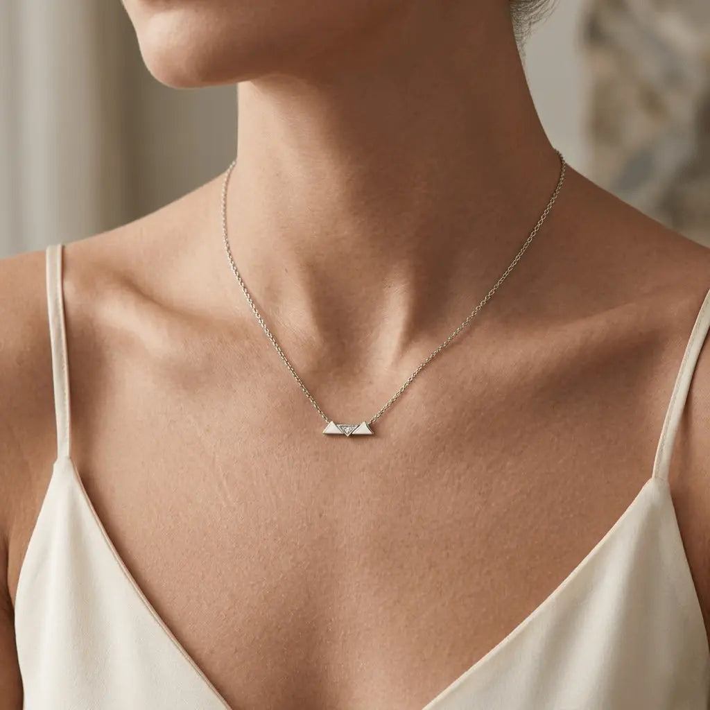 Dreieck Halskette 925 Sterling Silber – Damen Kette - Suzan Gold