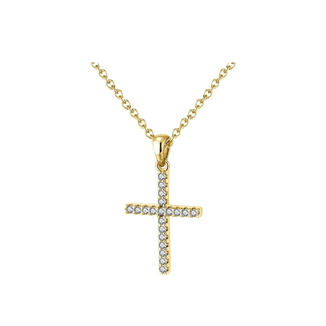 Gloryline – Kreuzkette Damen 925 Silber mit Zirkonia Suzan Gold