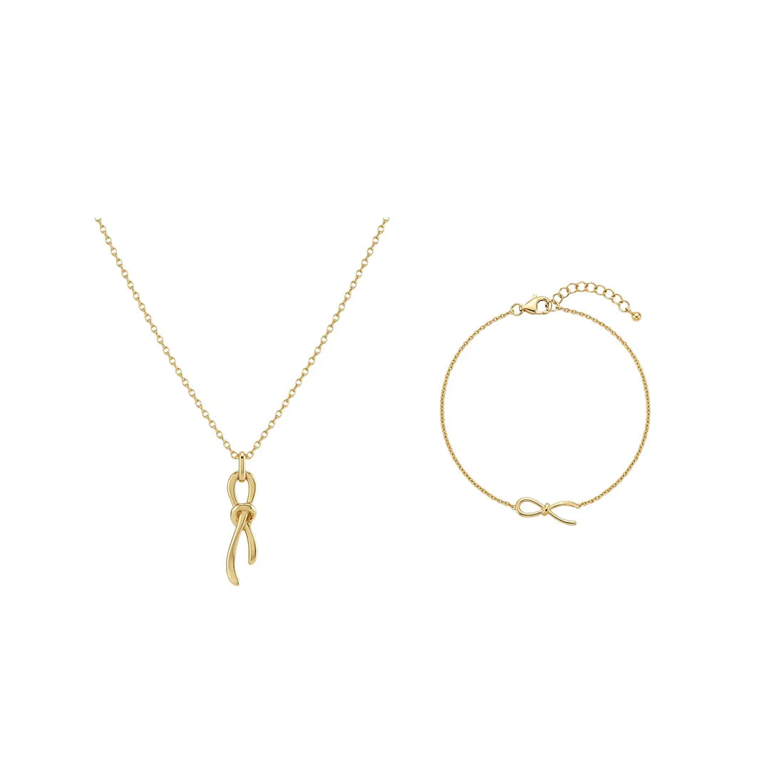 Nodessa – 925 Silber Schmuckset vergoldet mit Knoten Anhänger Suzan Gold