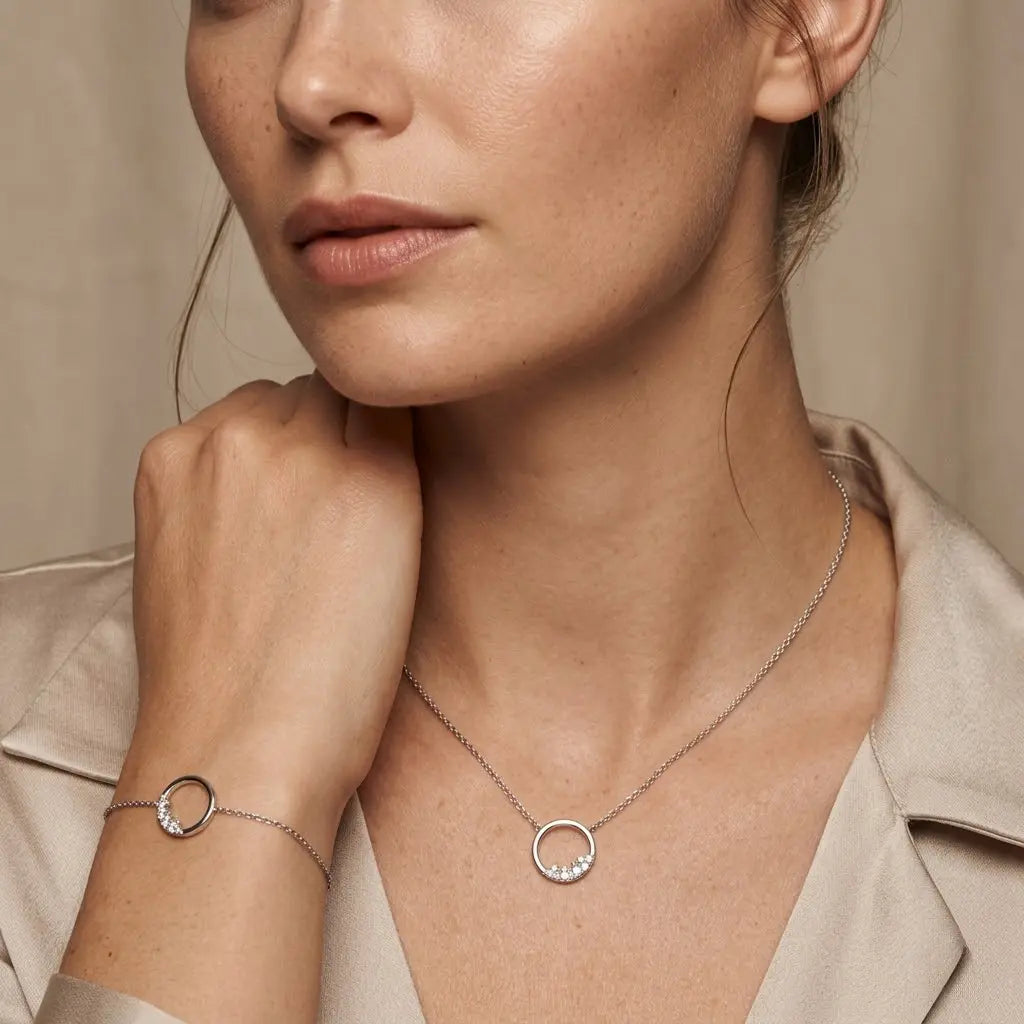 Circalia – 925 Silber Schmuckset vergoldet mit Zirkonia Kreis - Suzan Gold