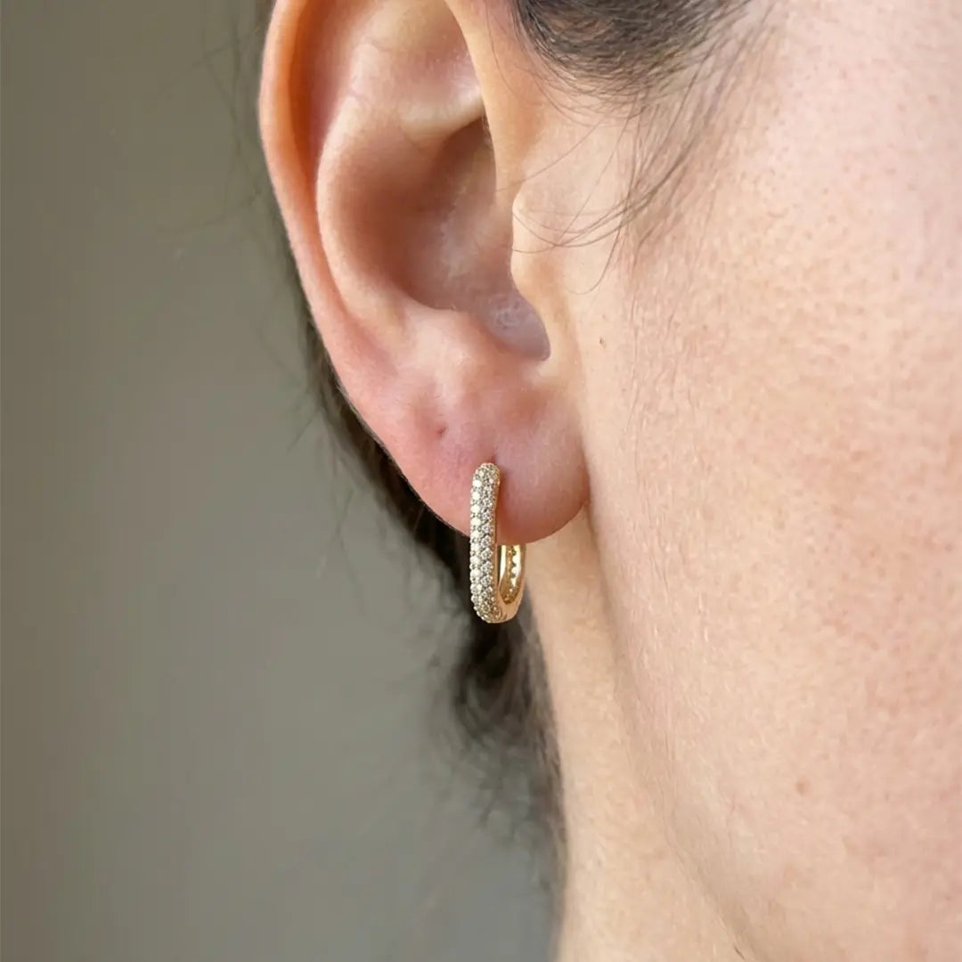Velisse Pavé – 375 Echtgold Creolen mit Zirkonia Pavé - Suzan GoldOhrringe
