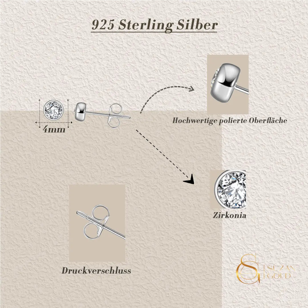 Silberohrringe Lunaya – Runde Zirkonia-Stecker aus 925 Silber Suzan Gold