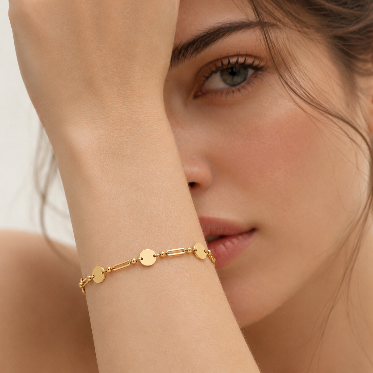 Coin Link – Gliederarmband mit runden Plättchen aus 585 Gold