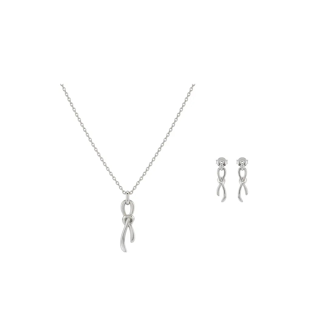 Nodessa Duo – 925 Silber Schmuckset vergoldet mit Knoten Anhänger & Ohrsteckern Suzan Gold