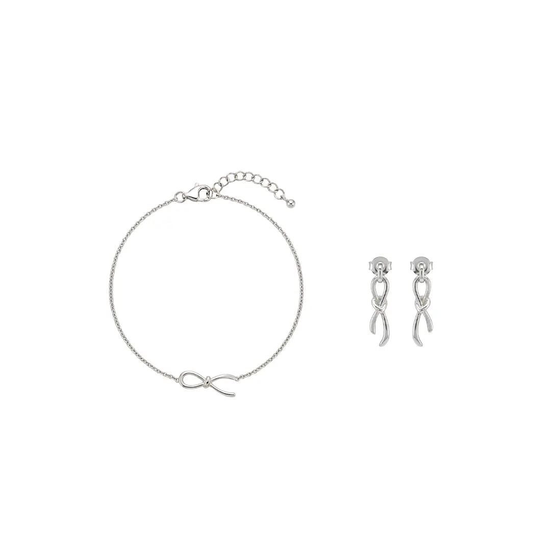 Nodessa Trio – 925 Silber Set vergoldet mit Knoten Armband & Ohrsteckern Suzan Gold