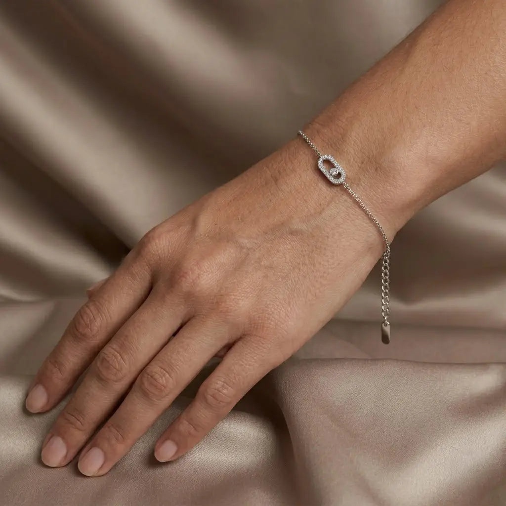 Link Crystal Bracelet – 925 Sterling Silber Armband mit Zirkonia Glieder Element - Suzan Gold