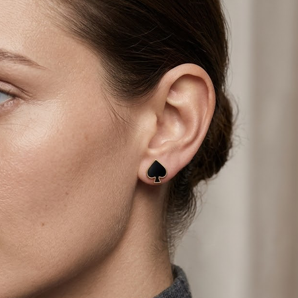 Spade Stud Earrings – 925 Sterling Silber Ohrstecker Pik - Suzan Gold
