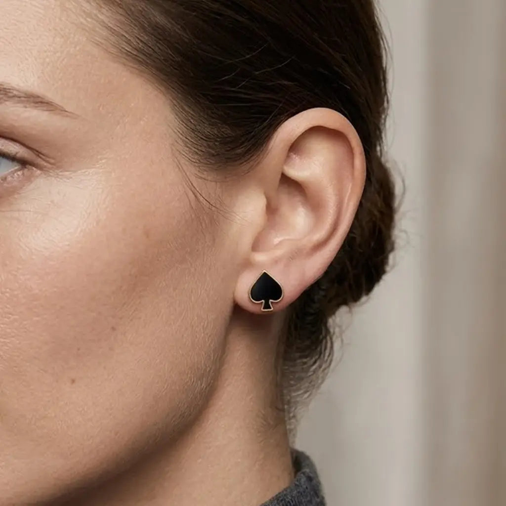 Spade Stud Earrings – 925 Sterling Silber Ohrstecker Pik - Suzan Gold