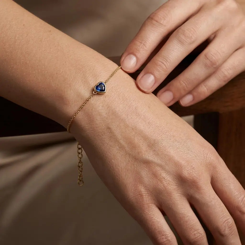 Blue Heart Bracelet – 925 Sterling Silber Armband mit blauem Herz Zirkonia - Suzan Gold