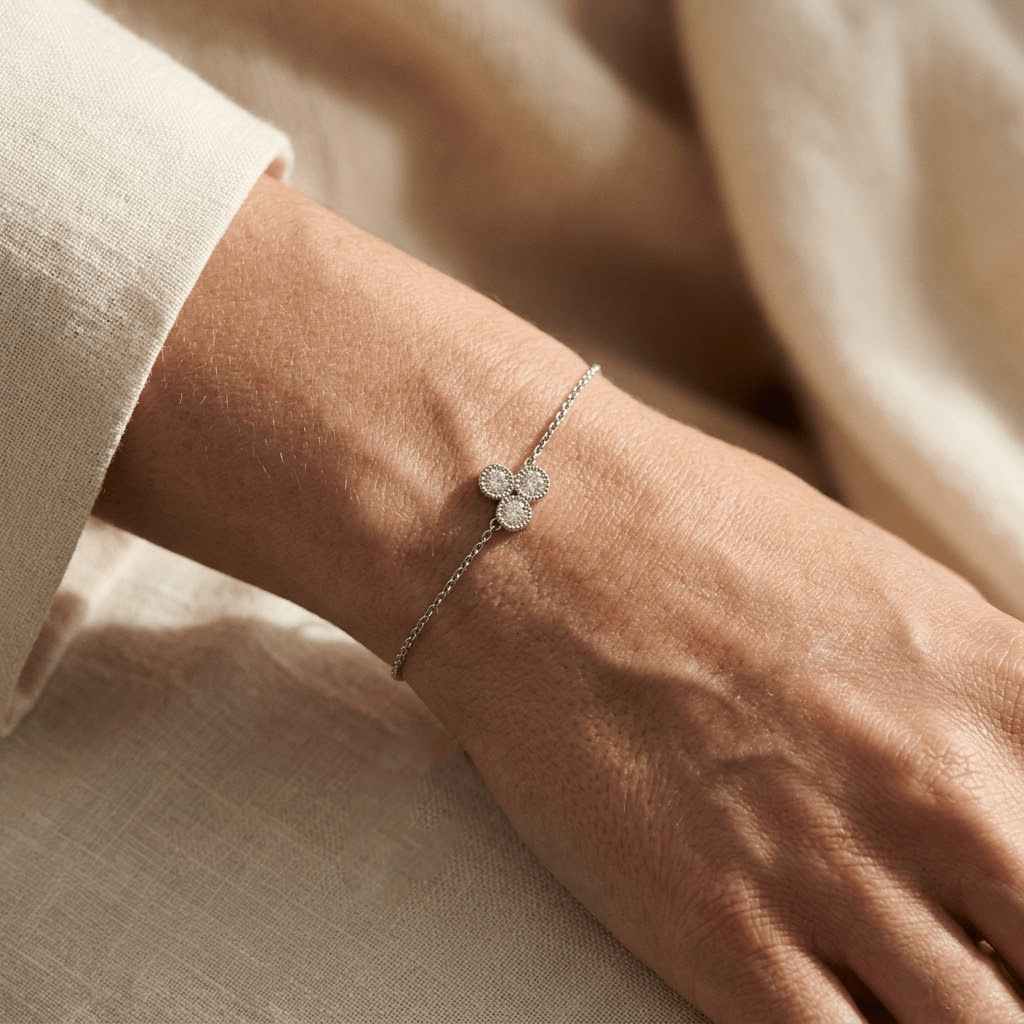 Drei Zirkonia Armband Rund – 925 Sterling Silber Armband - Suzan Gold