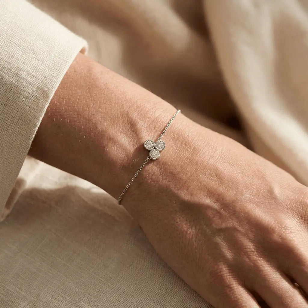 Drei Zirkonia Armband Rund – 925 Sterling Silber Armband - Suzan Gold