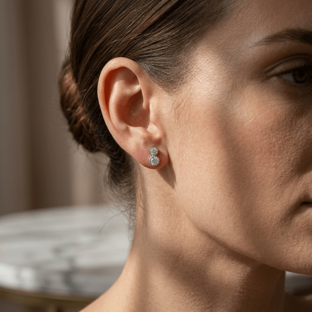 Zirkonia Ohrstecker Doppel – 925 Sterling Silber Ohrringe - Suzan Gold