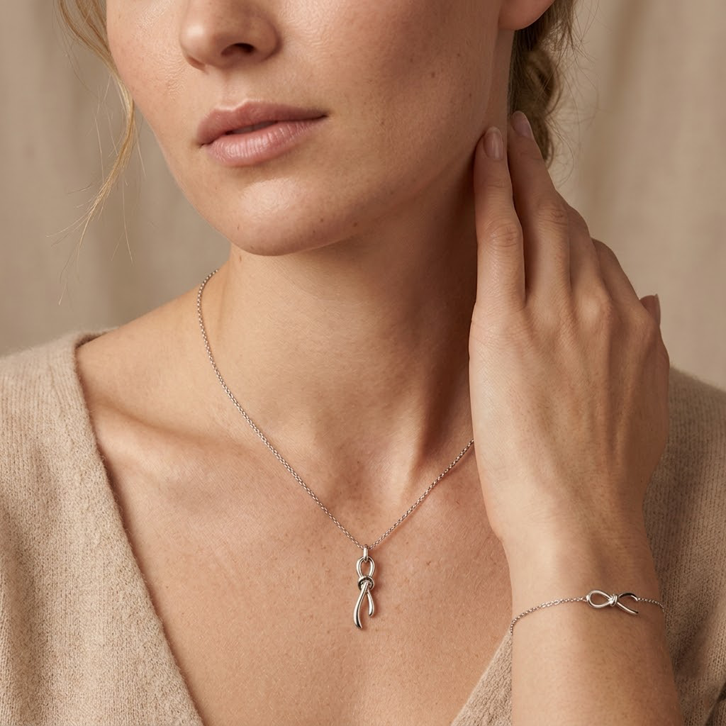 Nodessa – 925 Silber Schmuckset vergoldet mit Knoten Anhänger Suzan Gold