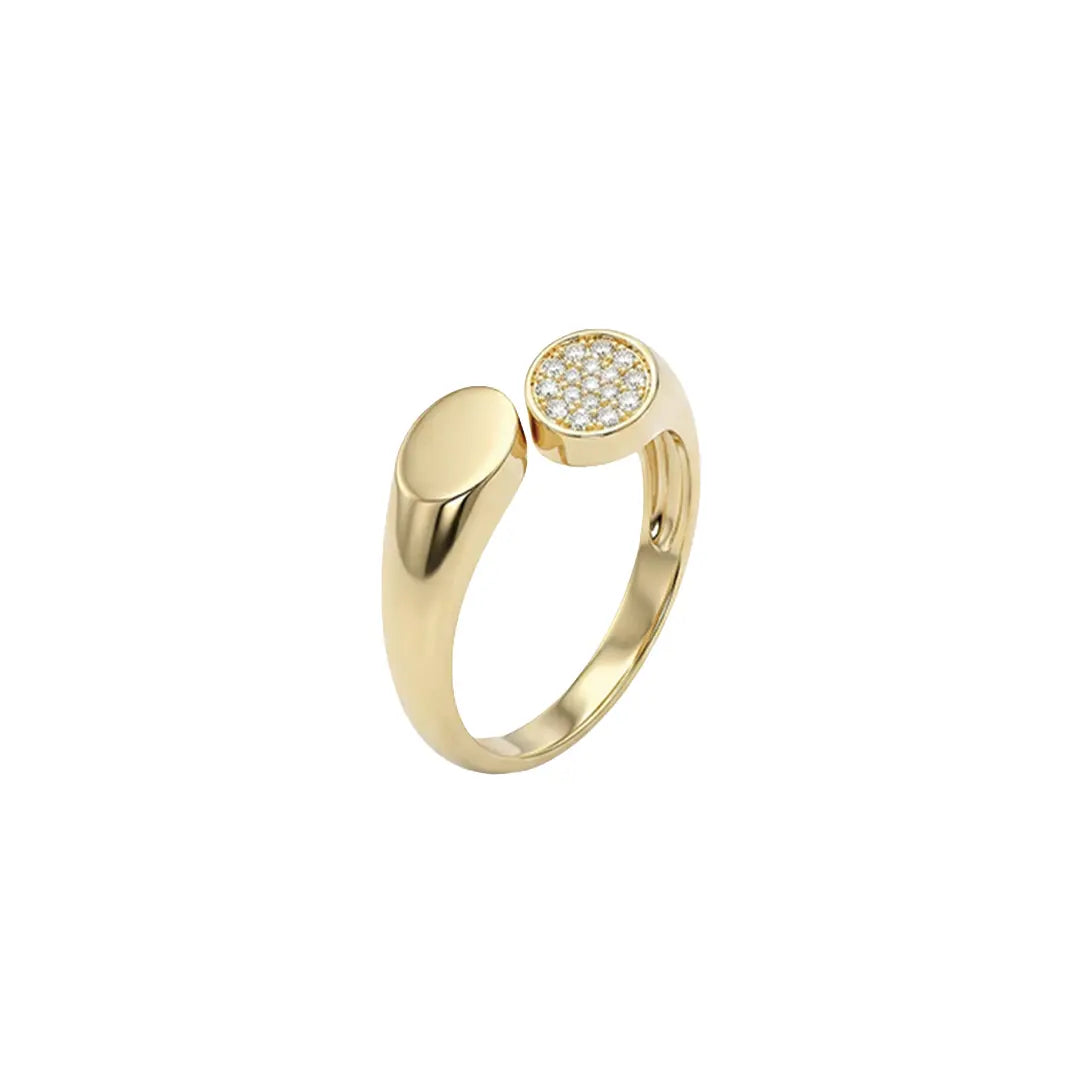 Aurevia Duo Ring aus 375 Gelbgold mit Zirkonia, filigraner Schmuck für Damen, eleganter zeitloser Klassiker.