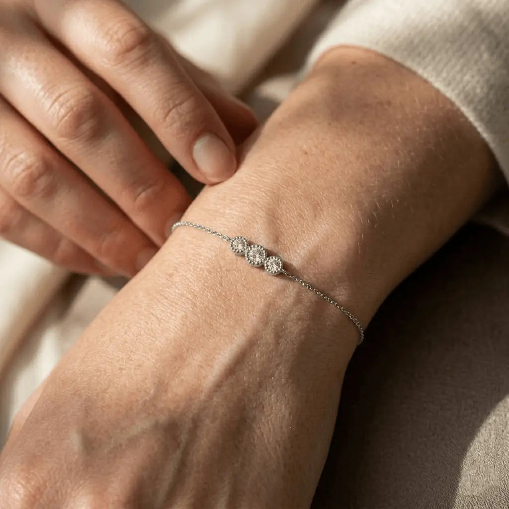 Drei Zirkonia Armband – 925 Sterling Silber Armband - Suzan Gold