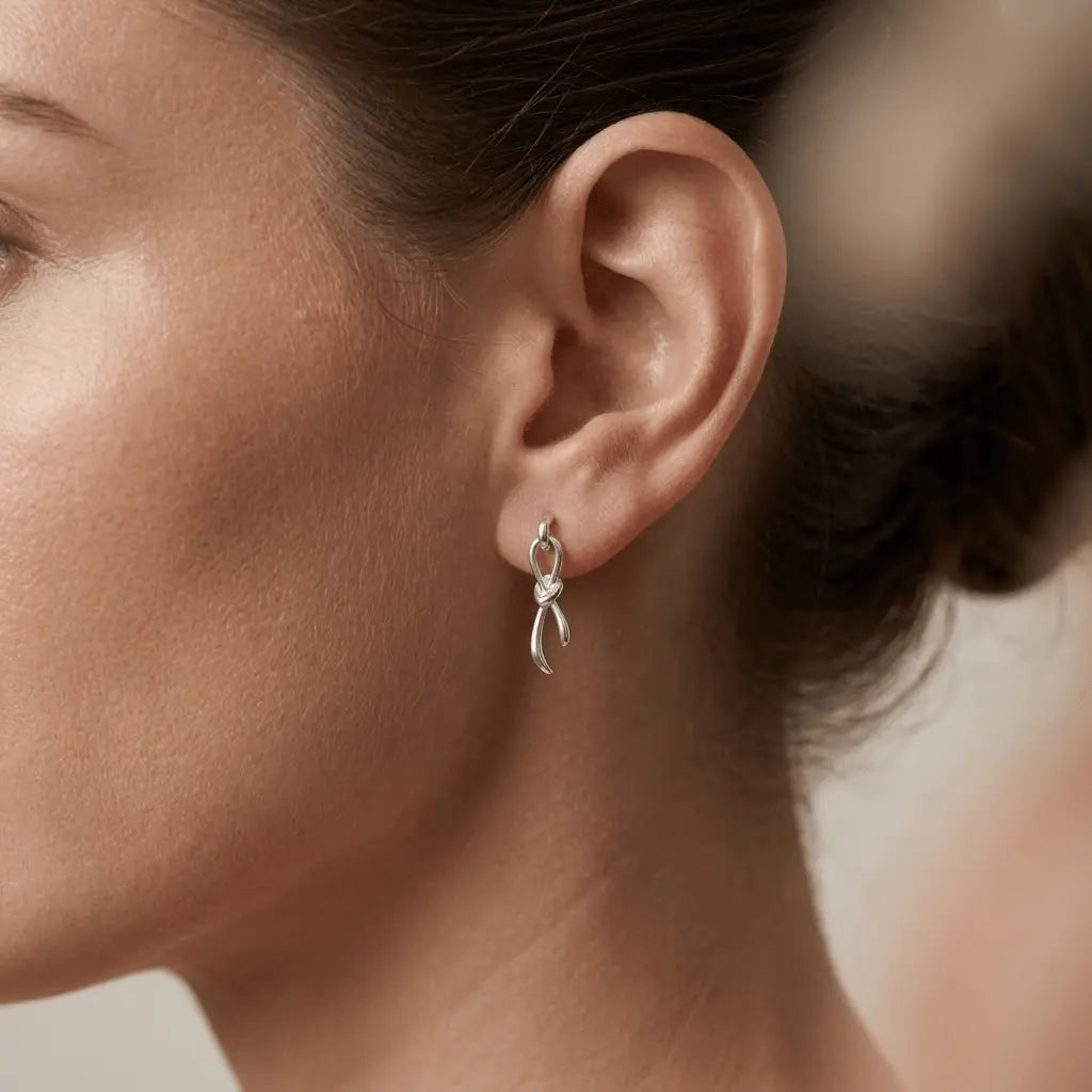 Knot Drop Earrings – 925 Sterling Silber Ohrringe Knoten Anhänger - Suzan Gold