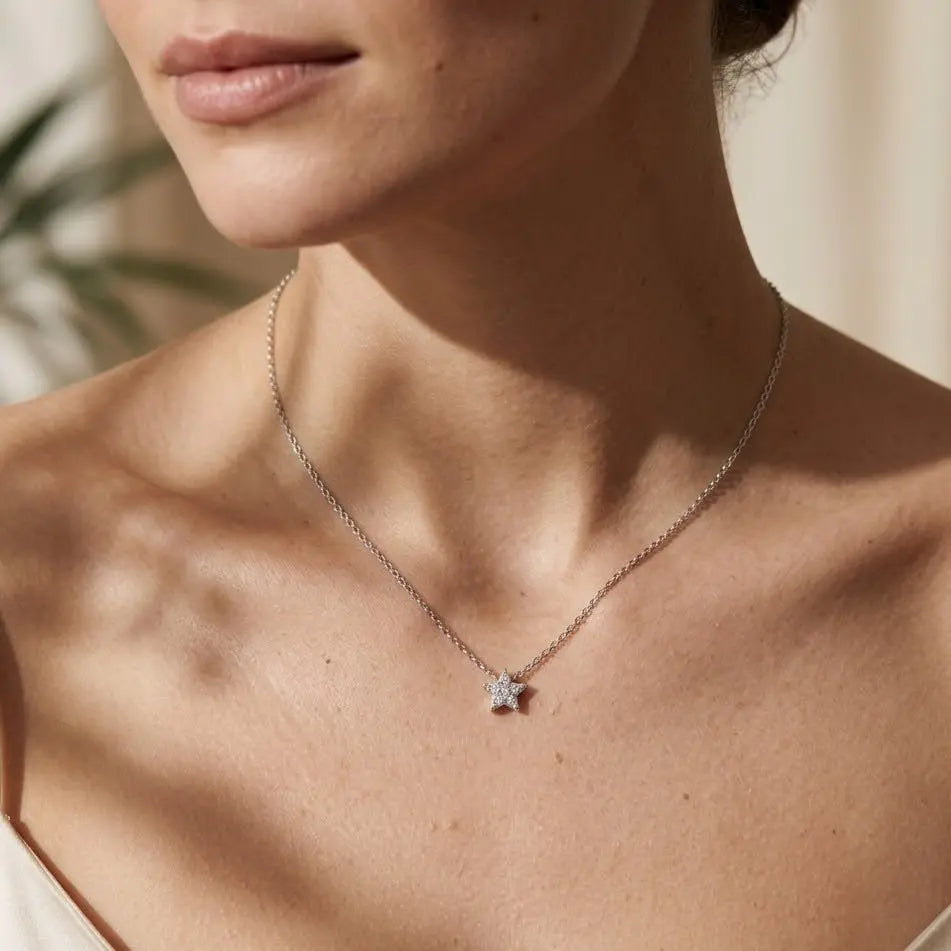 Stern Halskette Zirkonia – 925 Sterling Silber Halskette - Suzan Gold