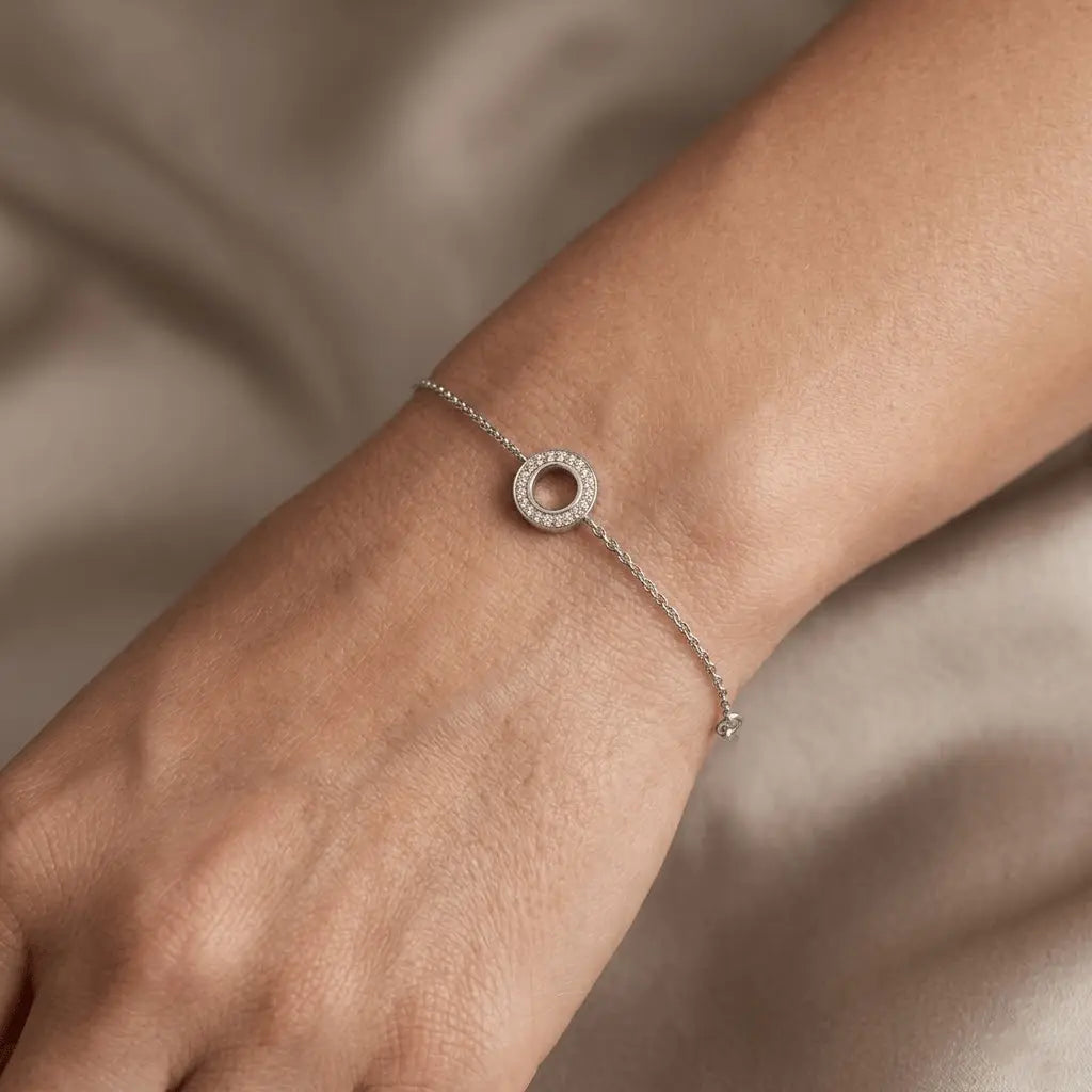 Circle Crystal Bracelet – 925 Sterling Silber Armband Kreis Zirkonia - Suzan Gold
