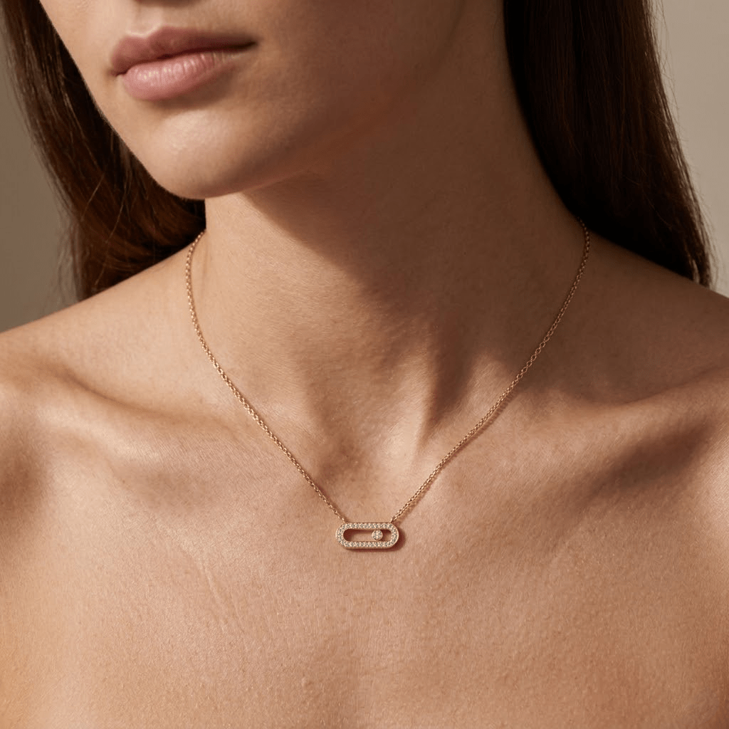 Oval Crystal Necklace – 925 Sterling Silber Halskette mit Zirkonia Oval Anhänger - Suzan Gold