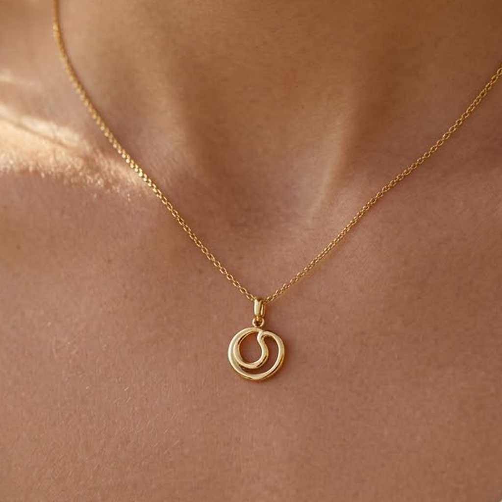 Kreis Anhänger Kette 925 Sterling Silber – Damen Halskette - Suzan Gold