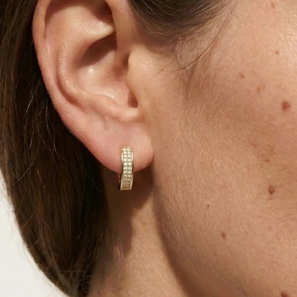 SparkLinea – 375 Echtgold Creolen mit Zirkonia - Suzan GoldOhrringe