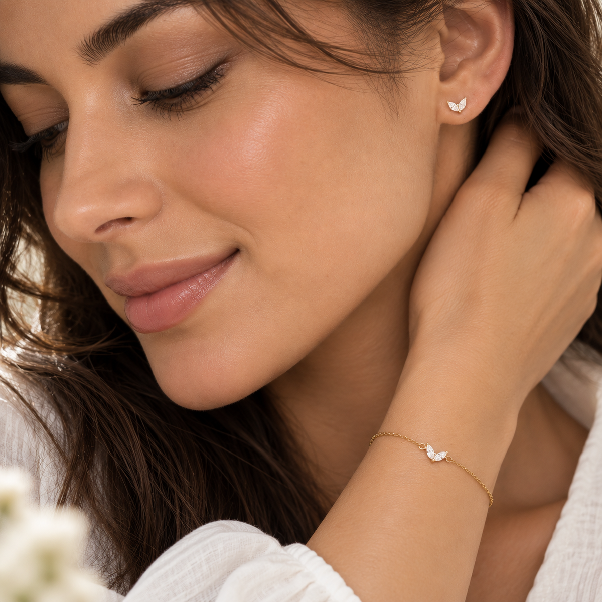 Lucent Heart Duo – 925 Silber vergoldet Armband & Ohrringe mit Herz-Zirkonia