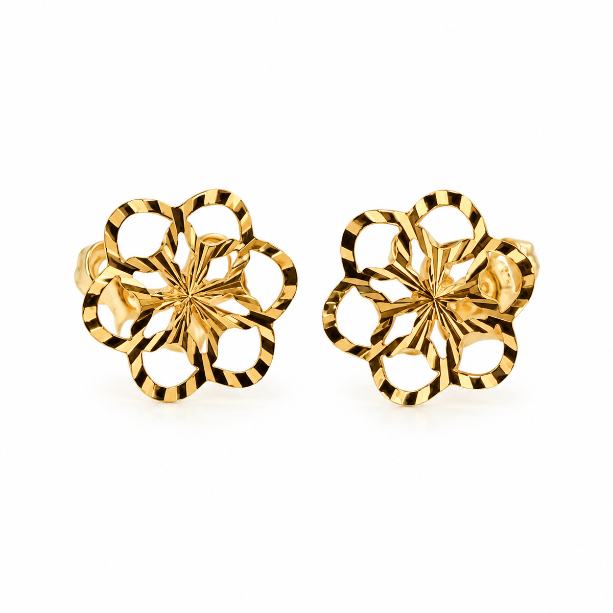 Floréa 750 Gold Blumen Ohrringe mit filigranem Blütendesign