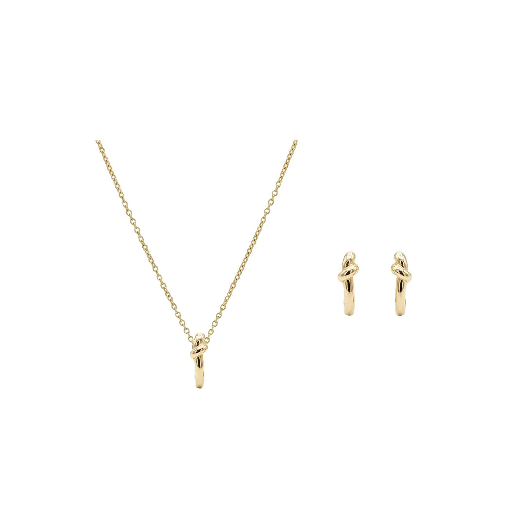 Knotelle – 925 Silber Schmuckset vergoldet mit Knoten Anhänger & Creolen Suzan Gold