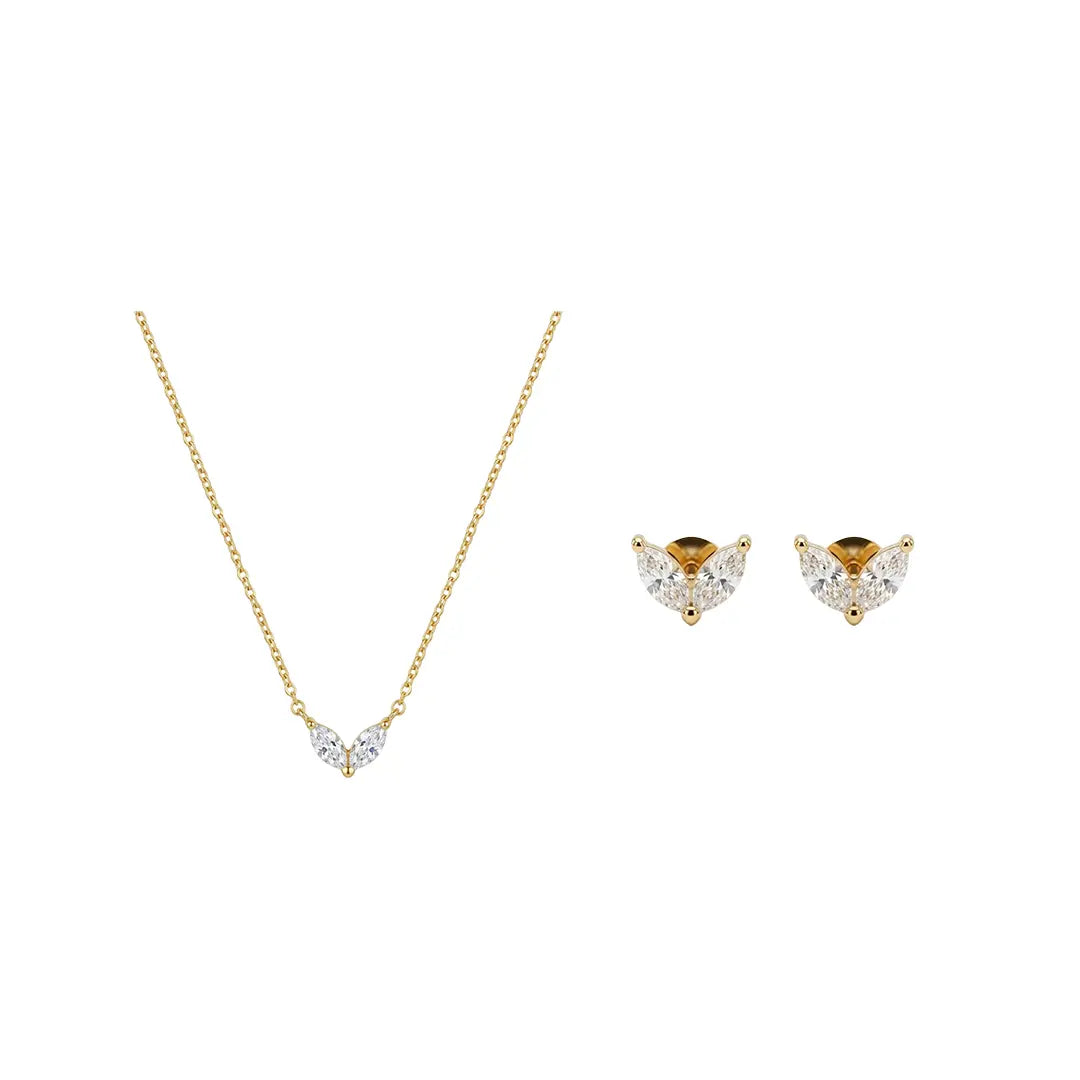 Lucent Heart – 925 Silber vergoldet Kette & Ohrringe Herz Zirkonia Suzan Gold