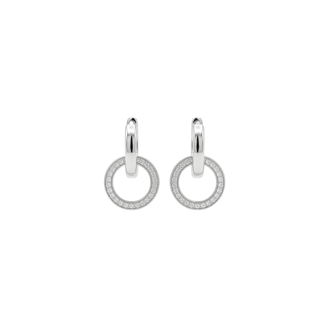 Circle Drop Earrings aus 925 Sterling Silber mit Zirkonia, filigraner Schmuck für Damen, eleganter zeitloser Klassiker.