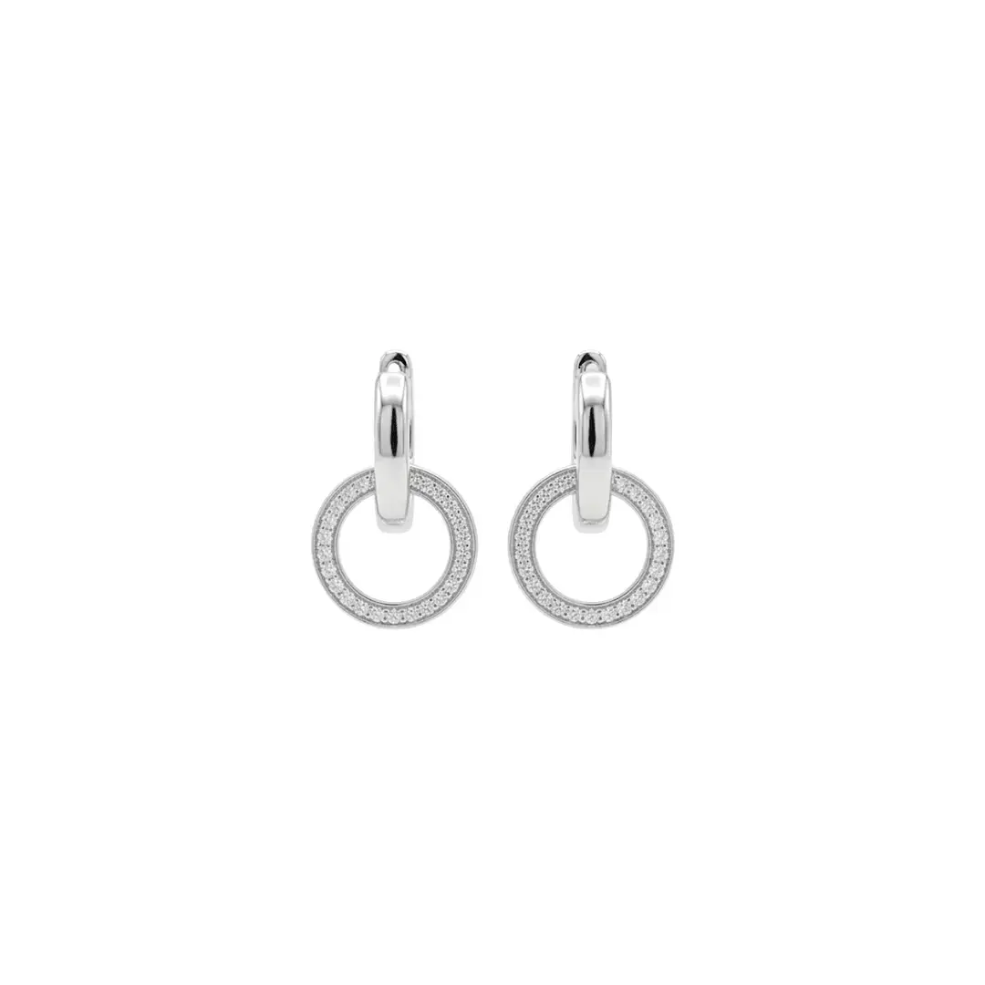 Circle Drop Earrings aus 925 Sterling Silber mit Zirkonia, filigraner Schmuck für Damen, eleganter zeitloser Klassiker.