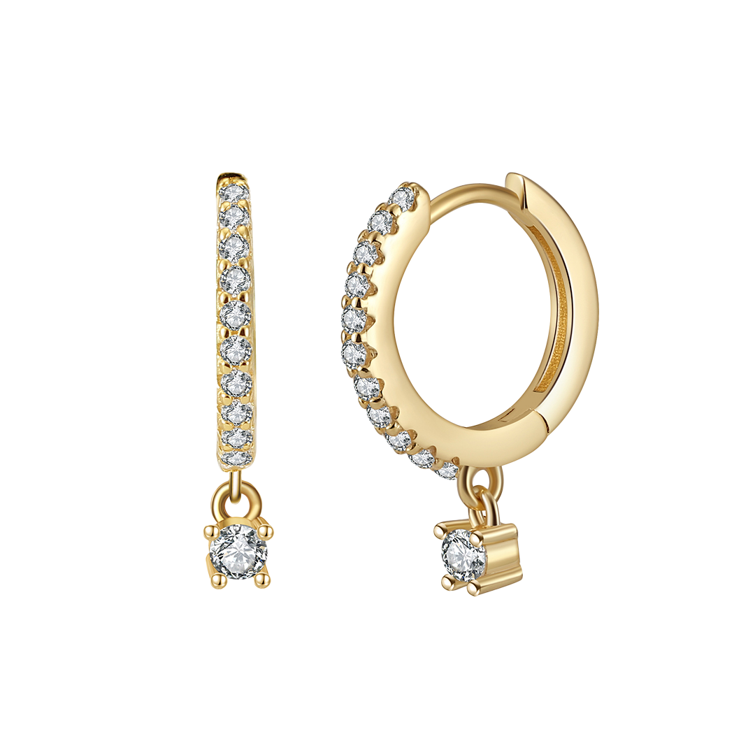 Lunaria – Huggies Creolen mit Zirkonia-Anhänger