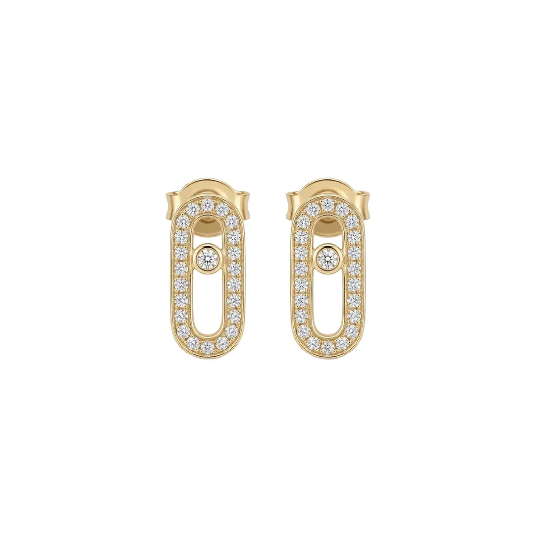 Oval Link Stud Earrings – 925 Sterling Silber Ohrstecker Oval Zirkonia - Suzan Gold
