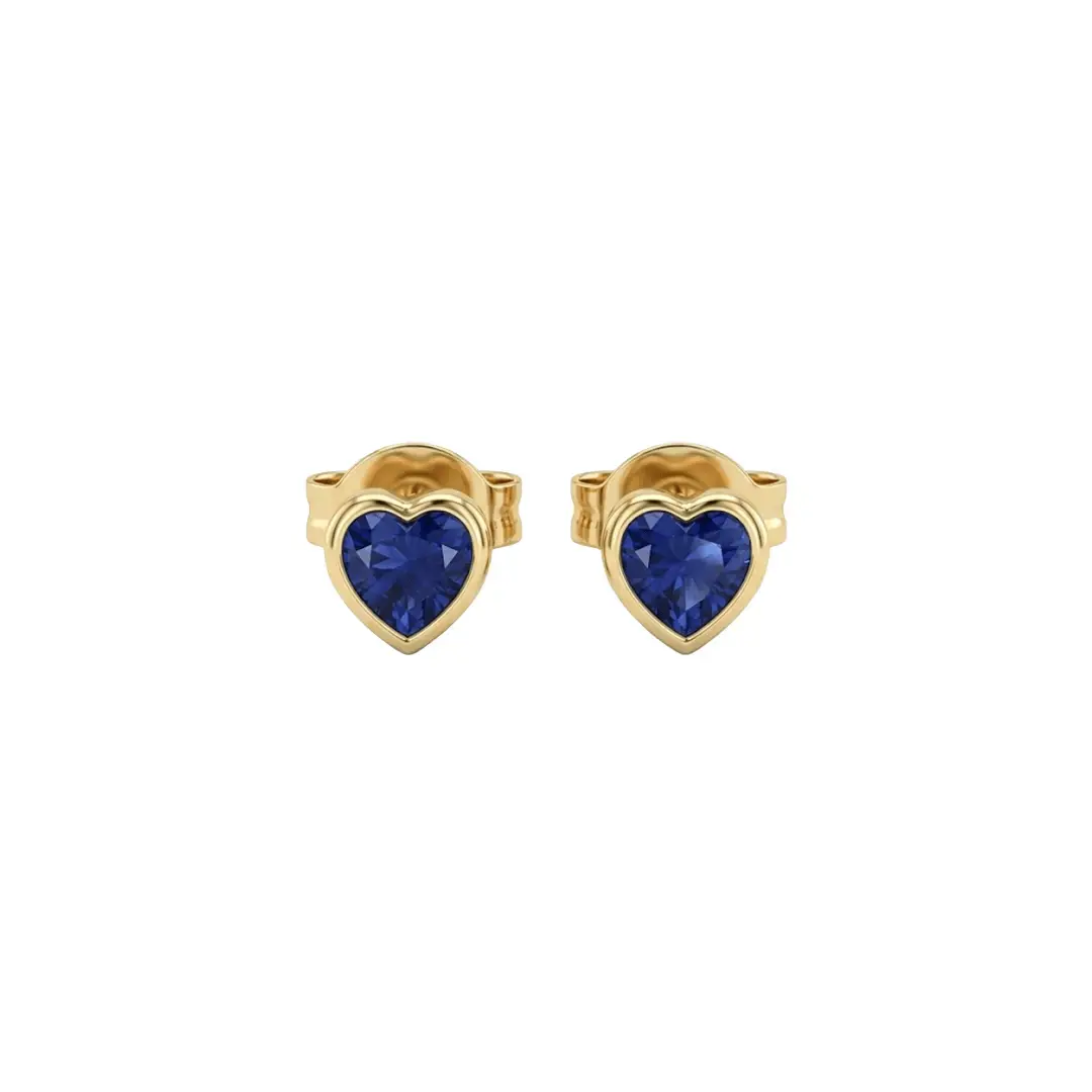 Heart Stud Earrings Blue aus 925 Sterling Silber vergoldet mit blauem Zirkonia, filigraner Schmuck für Damen, eleganter zeitloser Klassiker.