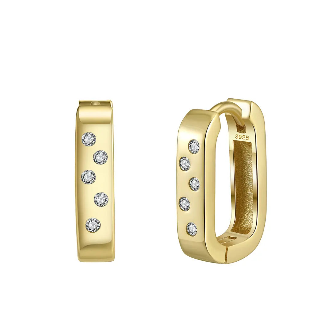 Squareline – Rechteckige 925 Silber-Creolen mit Zirkonia, elegant & massiv Suzan Gold