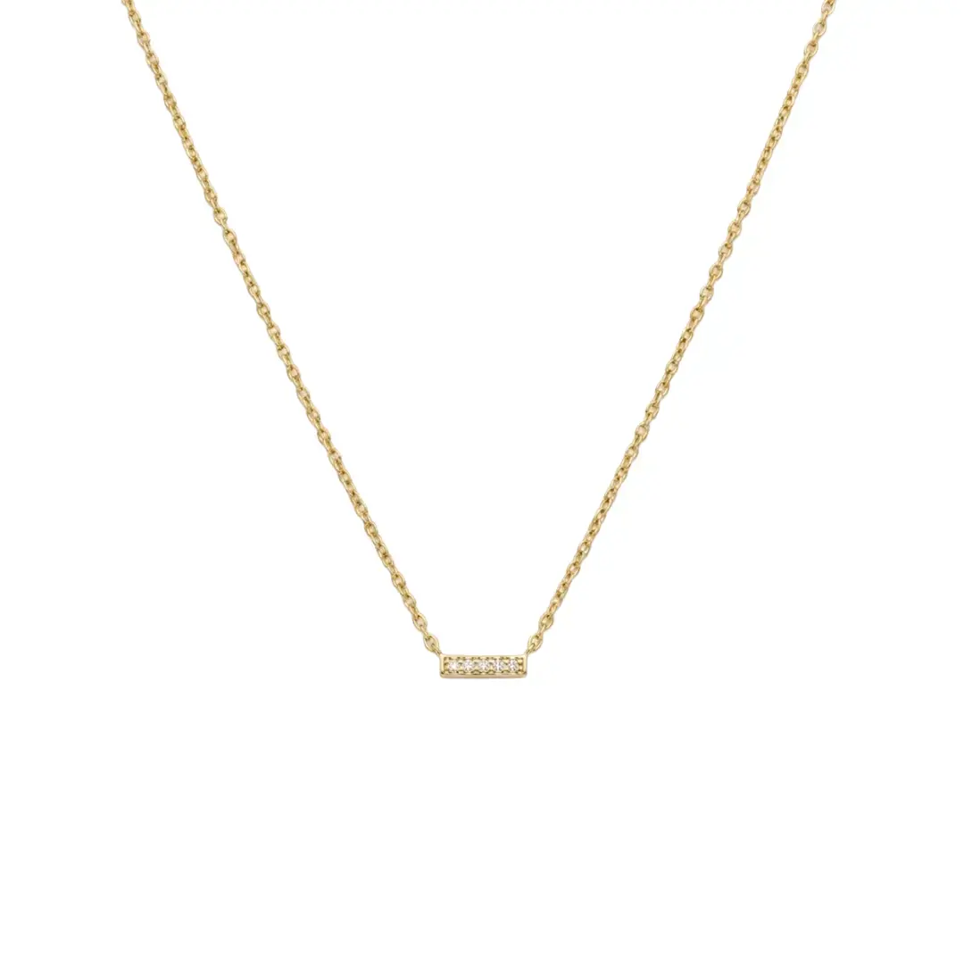 Bar Necklace Zirkonia aus 925 Sterling Silber vergoldet mit Zirkonia, filigraner Schmuck für Damen, eleganter zeitloser Klassiker.