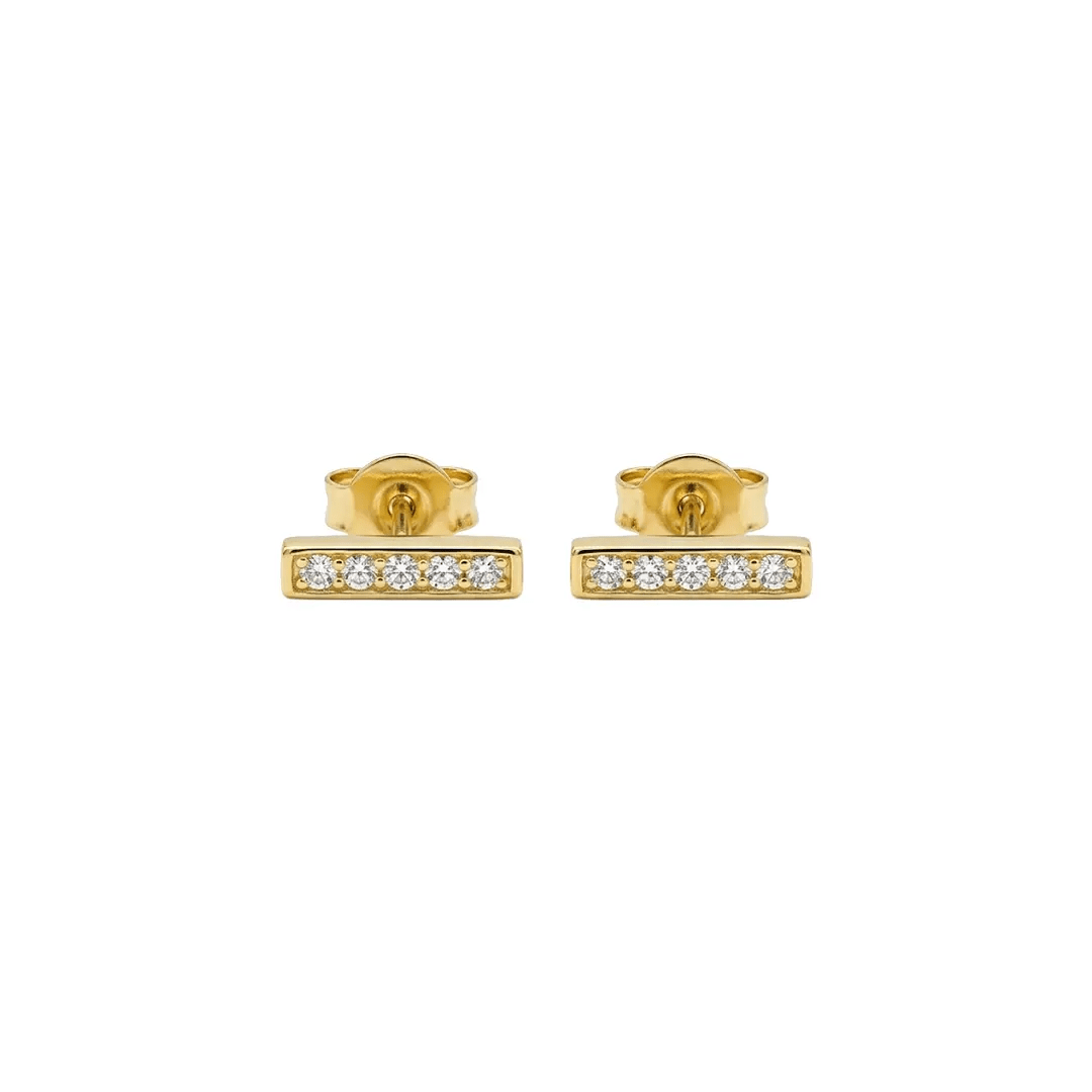 Bar Ohrstecker Zirkonia aus 925 Sterling Silber vergoldet mit Zirkonia, filigraner Schmuck für Damen, eleganter zeitloser Klassiker.